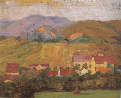 Egon Schiele Village with Mountain (mk12)